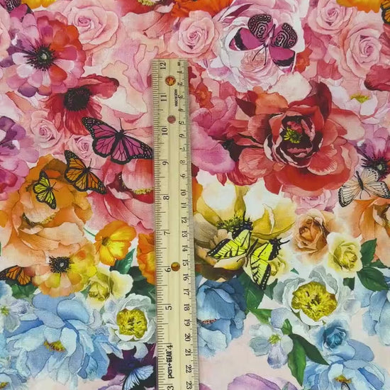 Butterfly Rose Garden Fabric - Monarch Gardens - Camelot - 100% Cotton - 76250102-01