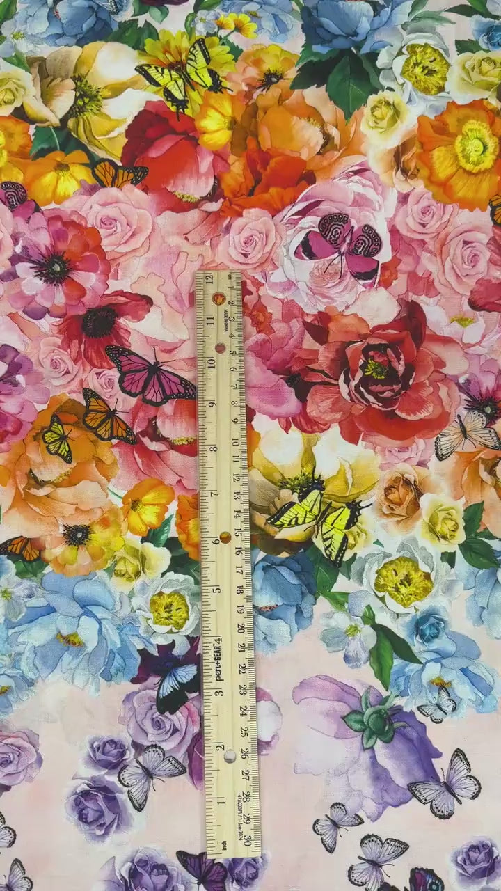 Butterfly Rose Garden Fabric - Monarch Gardens - Camelot - 100% Cotton - 76250102-01