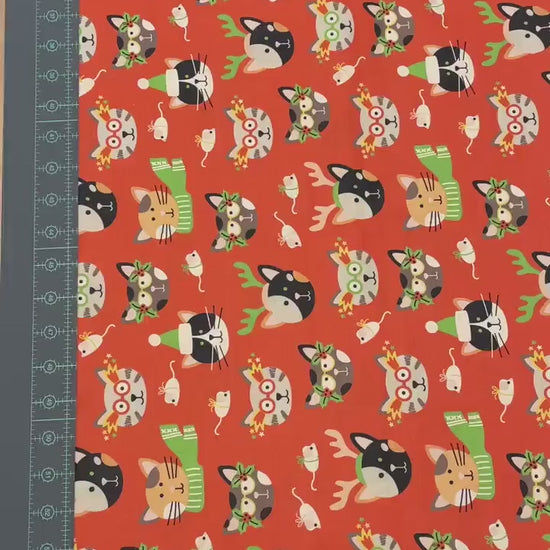 Christmas Cat Fabric - Cat Masquerade