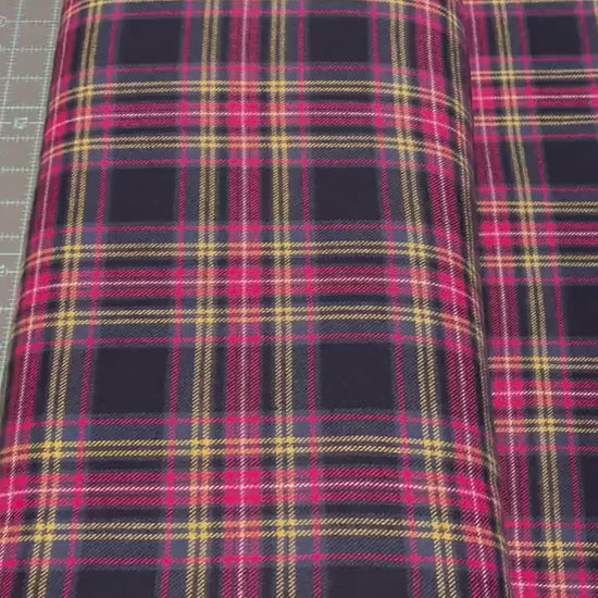 Plaid Navy FLANNEL Fabric - Marcus Fabrics - 100% Cotton Fabric