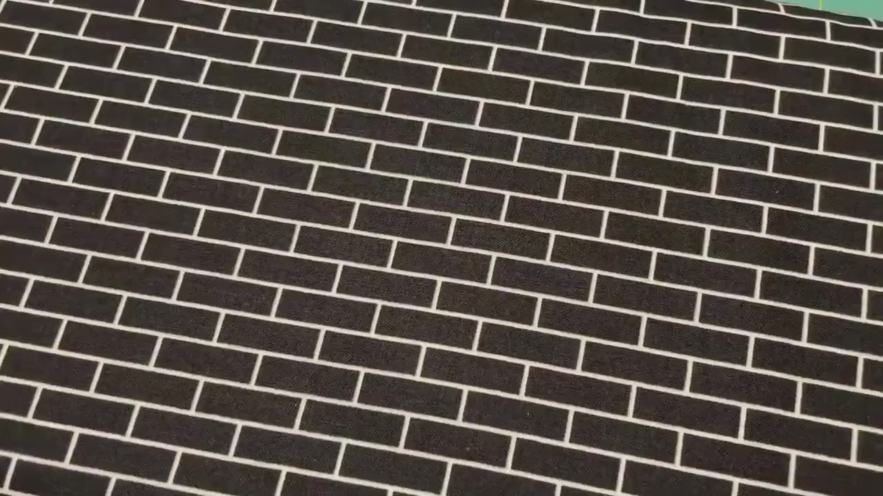 Black Tile fabric - Glows in the dark - Brick By Brick