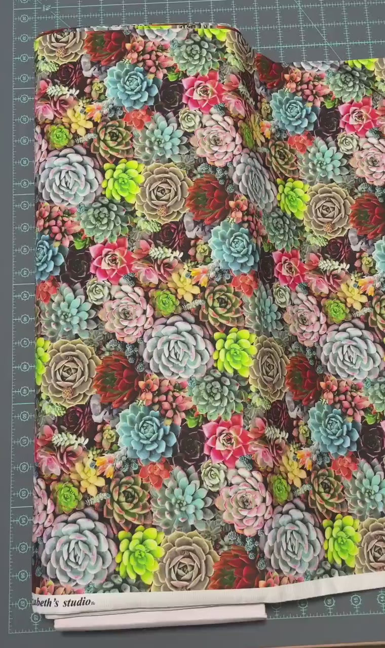 Succulent fabric by the yard - Elizabeth's Studio - 100% cotton - Succulent charm plant fabric plant material houseplants - SHIPS NEXT DAY