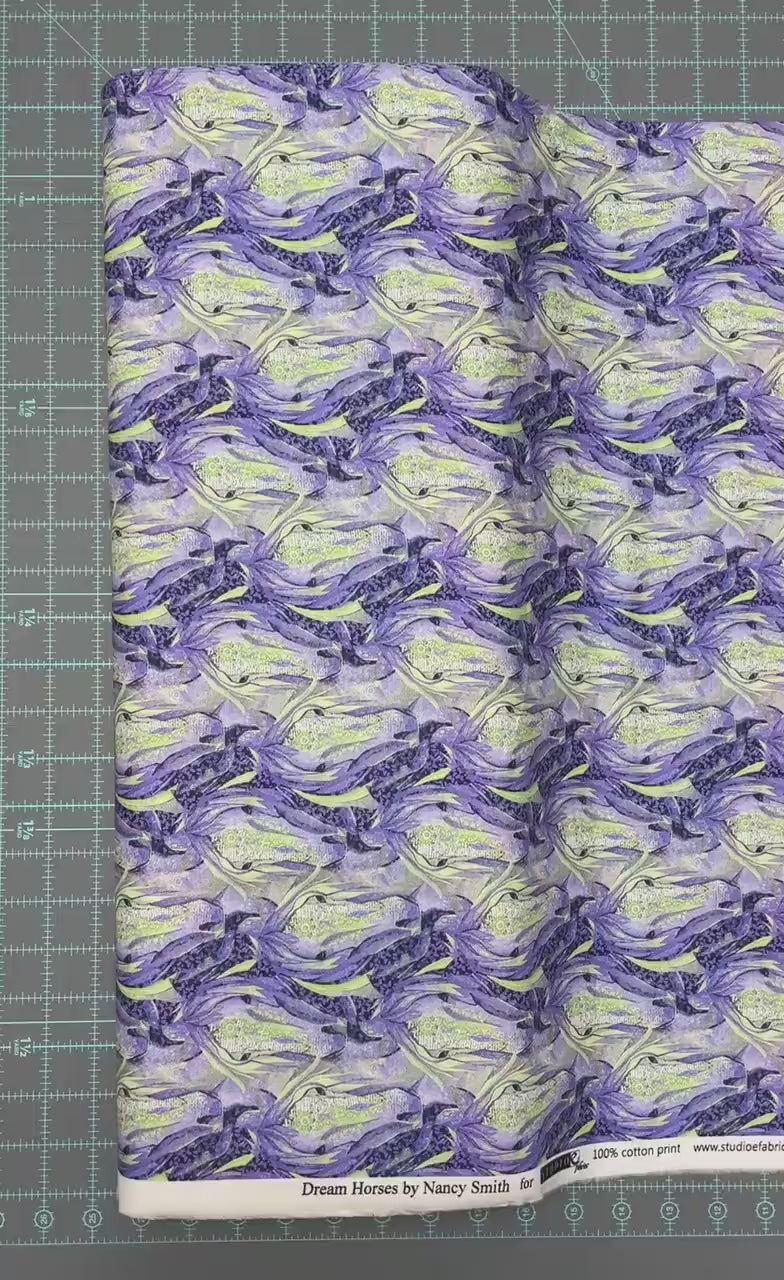 Horse Fabric - Purple Small Horse Heads Allover - Dream Horses - Studio E - 100% Cotton - Animal Western Quilting Cotton