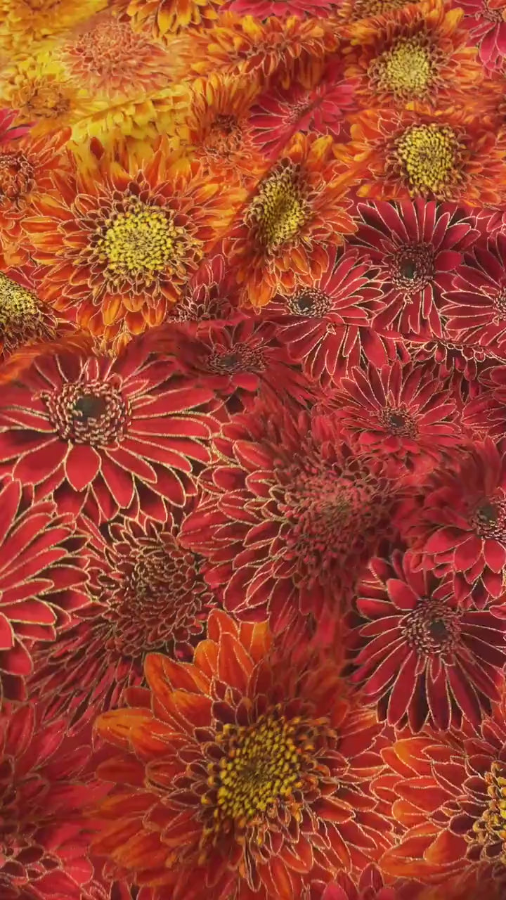 Ombre Metallic Mums Fabric - 100% Cotton - Fall is in the Air - Timeless Treasures