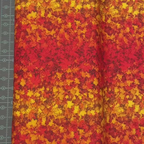 Fall Leaf Fabric - Orange Ombre Leaves - Autumn Glory