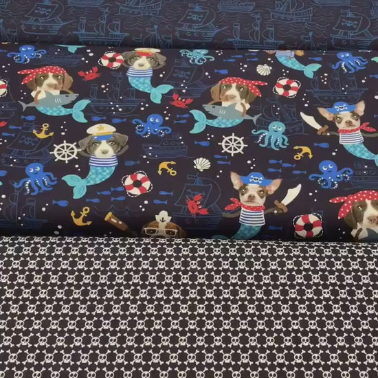 Dog Pirate Fabric - Nautical Fabric