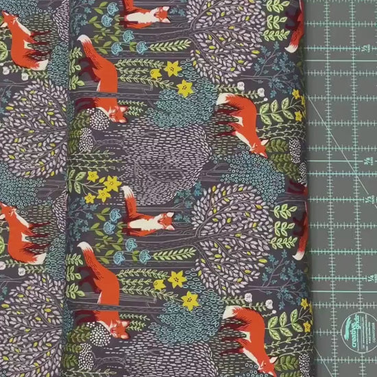 Fox Fabric - Into the Woods GRAY - 100% Cotton - Michael Miller