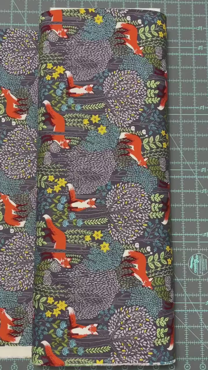 Fox Fabric - Into the Woods GRAY - 100% Cotton - Michael Miller