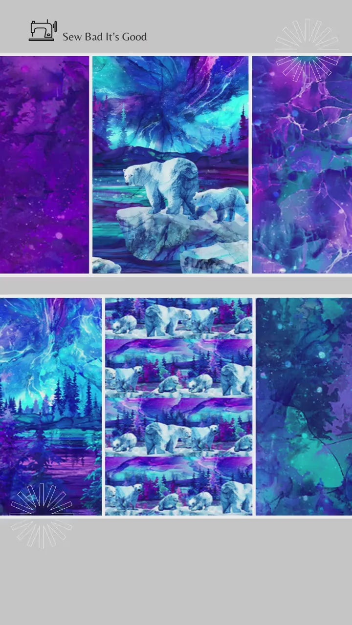 Arctic Panel - Blue Multi - 24" wide x 43" tall - 100% Cotton - Northcott - Illuminations Collection - Deborah Edwards and Melanie Samra DP27001-46