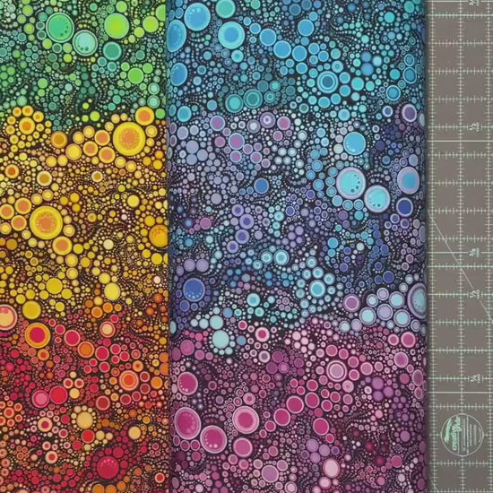Rainbow Dots Fabric - Bright Gradation - Robert Kaufman - Effervescence - 100% cotton