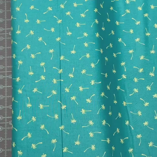 Palm Tree Fabric on Teal - Riley Blake