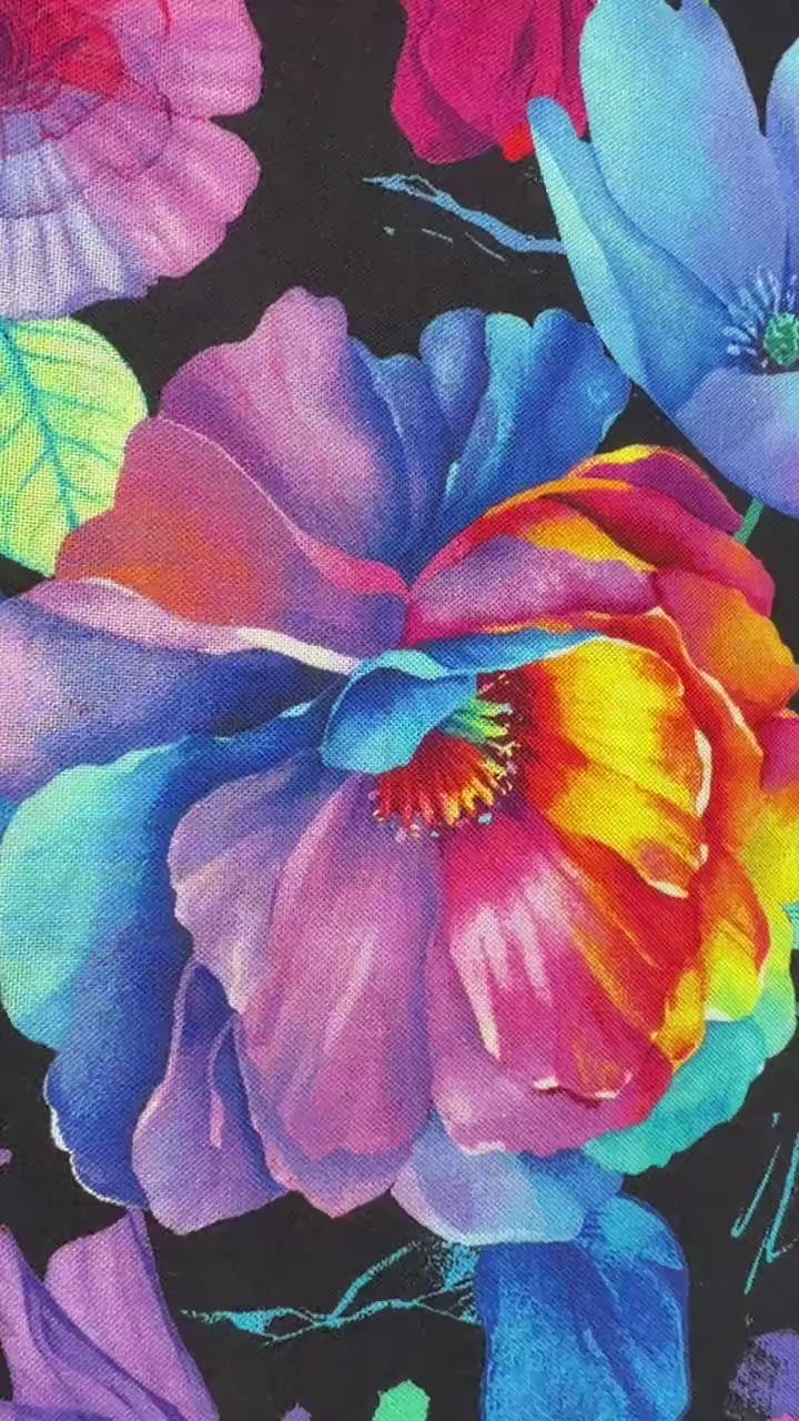 Rainbow Floral Fabric - Timeless Treasures - 100% Cotton - CD3816