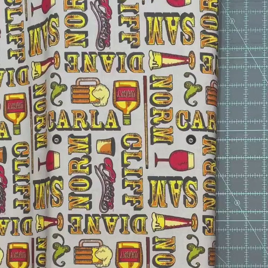 Cheers TV show fabric - Cheers Name Toss Pop Culture - 100% cotton fabric