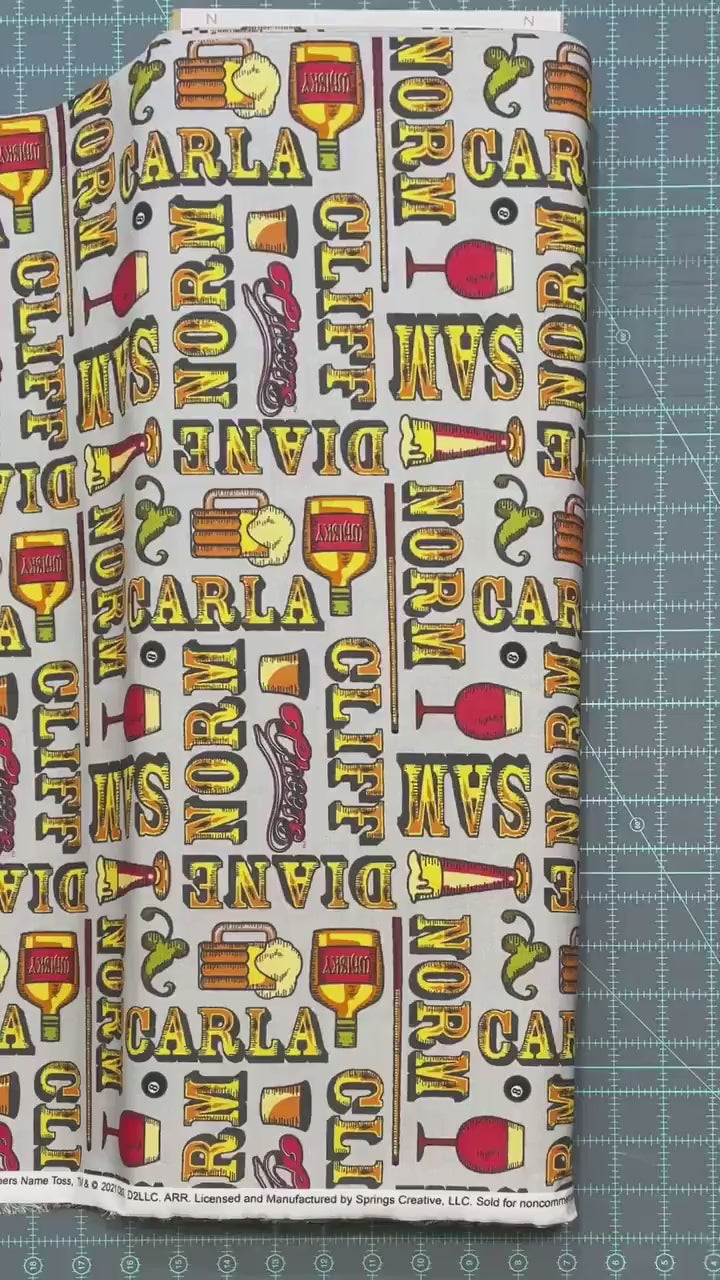 Cheers TV show fabric - Cheers Name Toss Pop Culture - 100% cotton fabric