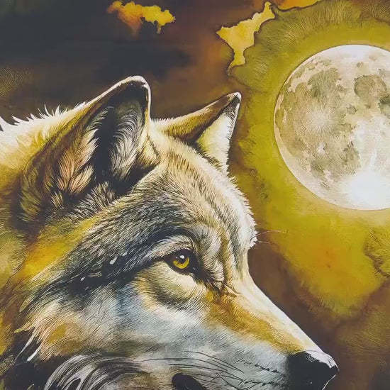 Wolf Fabric Panel - 36" wide x 43.5 tall - Camelot - 100% Cotton