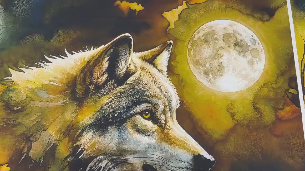 Wolf Fabric Panel - 36" wide x 43.5 tall - Camelot - 100% Cotton