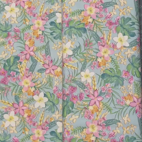 Plumeria fabric - Studio E - All Big Things Start Small Collection - 100% cotton fabric - Tropical Floral Bouquet Hawaii Vacation