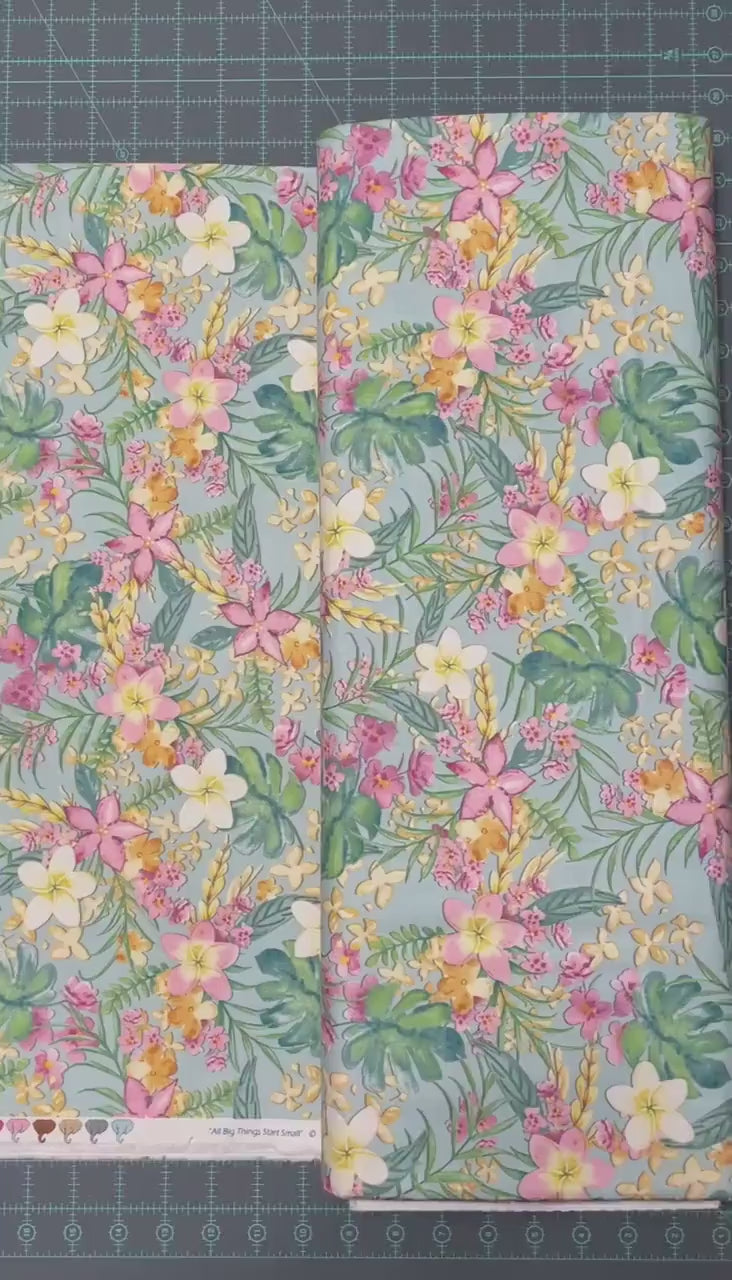 Plumeria fabric - Studio E - All Big Things Start Small Collection - 100% cotton fabric - Tropical Floral Bouquet Hawaii Vacation