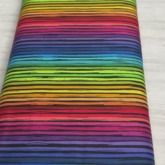 Rainbow Stripes Fabric - 100% Cotton - Timeless Treasures - CD3825