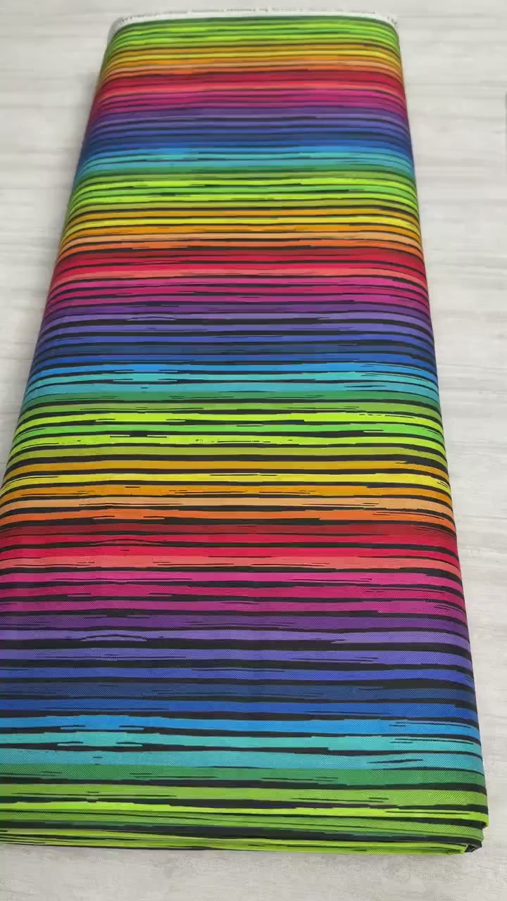Rainbow Stripes Fabric - 100% Cotton - Timeless Treasures - CD3825