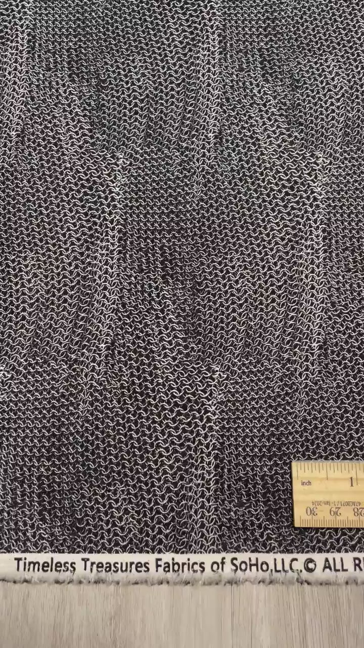 Chainmail Fabric - Quilting COTTON - Timeless Treasures - Dragon's Lair Collection - Knights Armor chainmaille