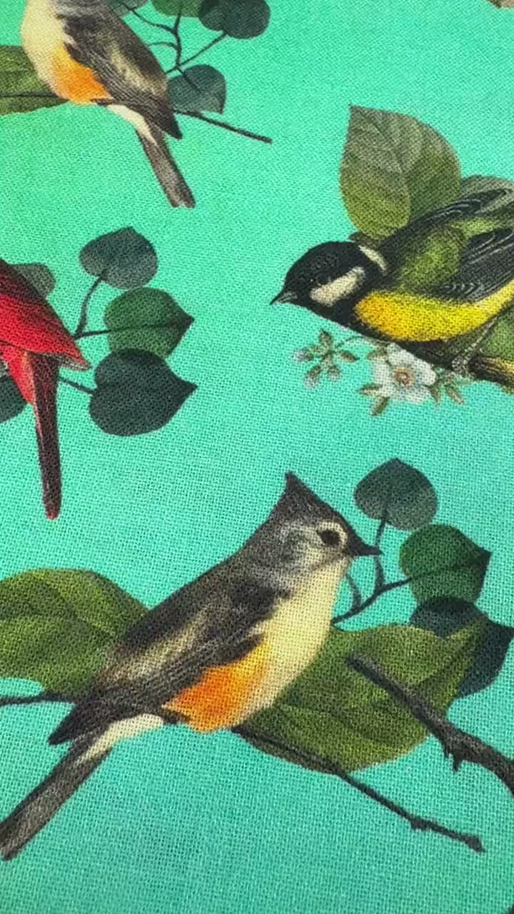 Bird Fabric - 100% Cotton - 4620-67 Jade - Blank Quilting