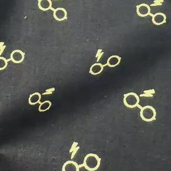 Harry Potter Glasses and Bolt fabric - METALLIC - 100% cotton - Camelot