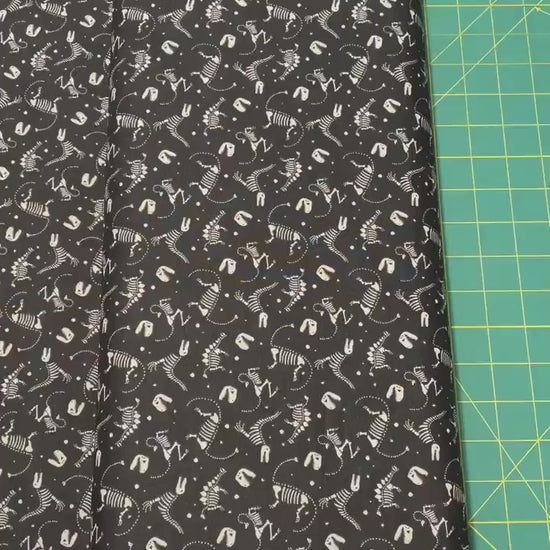 Dinosaur Fabric - Dino Bones - Charcoal