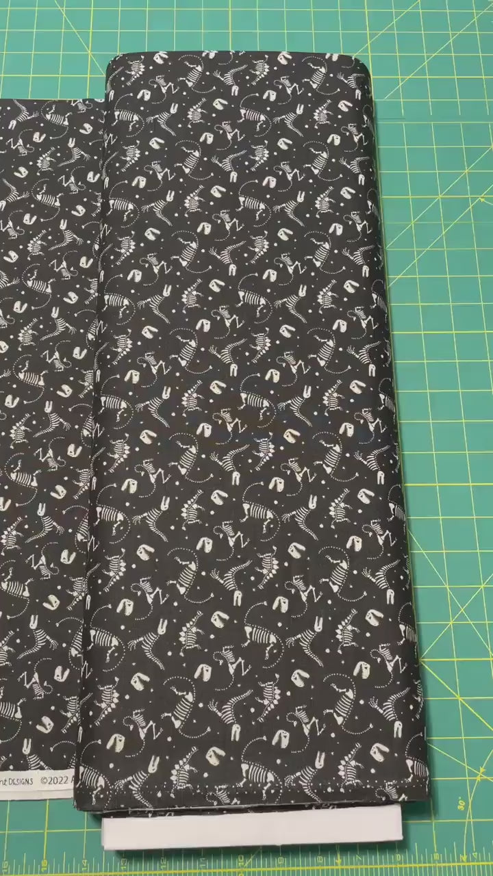 Dinosaur Fabric - Dino Bones - Charcoal
