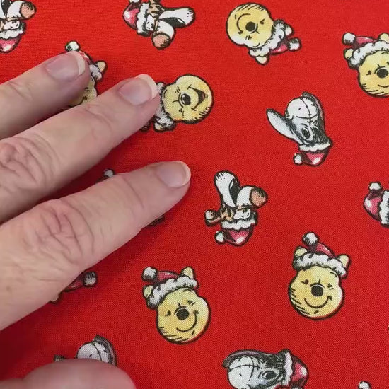 Winnie The Pooh Christmas fabric - Santa Hat Toss