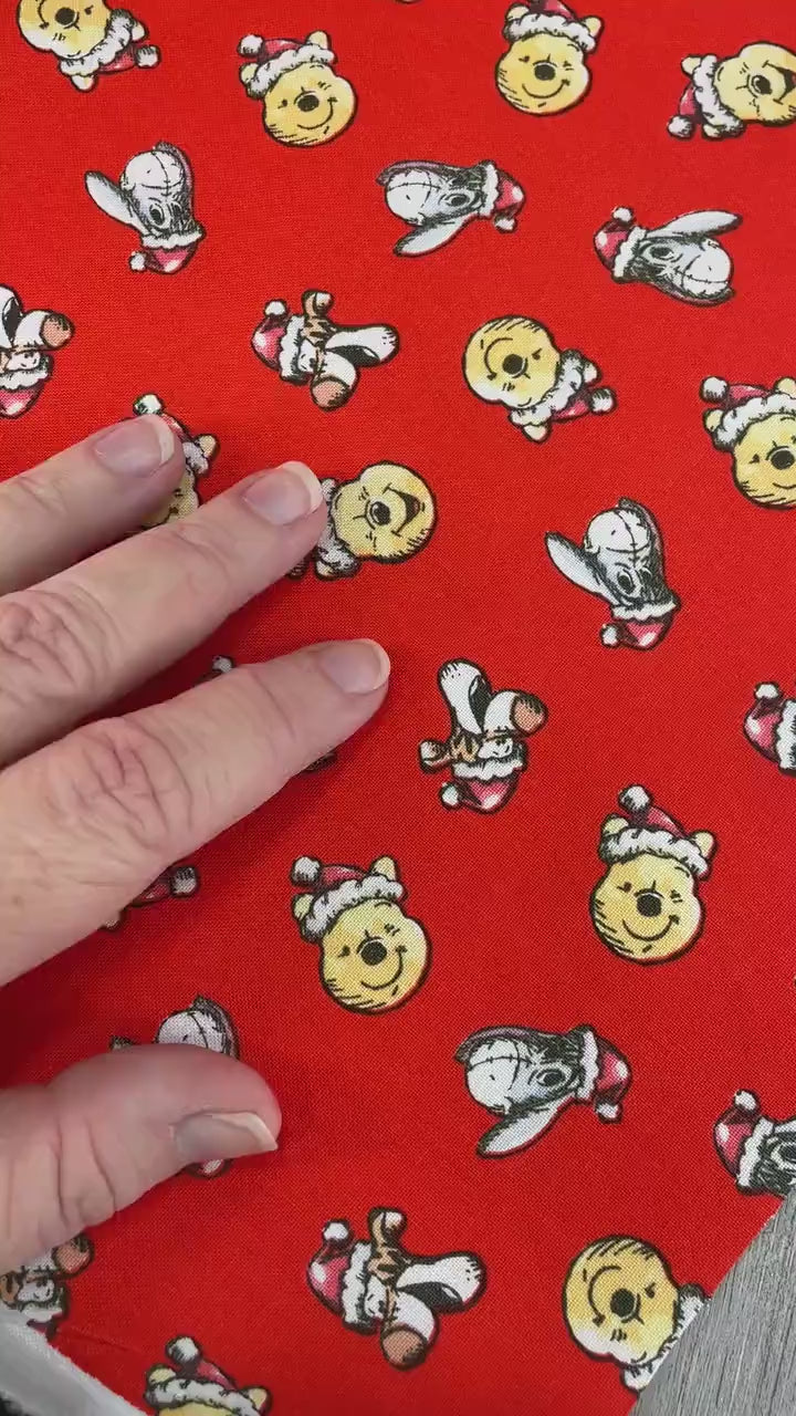 Winnie The Pooh Christmas fabric - Santa Hat Toss