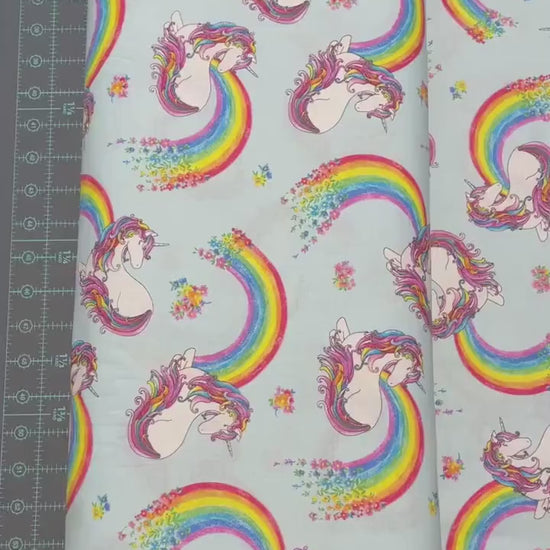 Unicorn and Rainbows fabric - 100% cotton