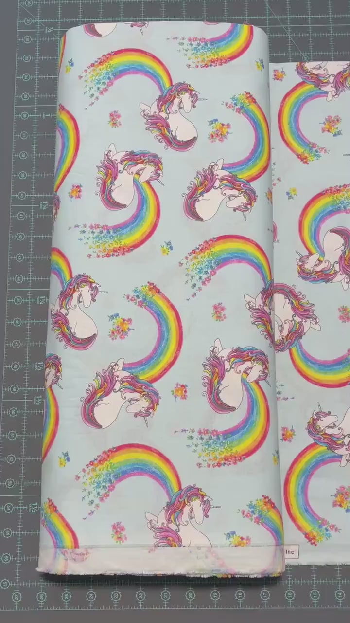 Unicorn and Rainbows fabric - 100% cotton