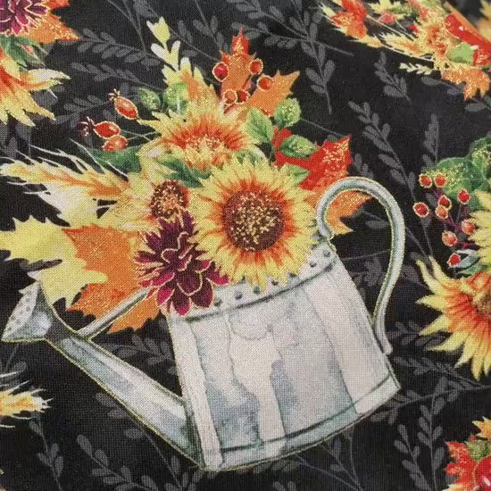 Fall Sunflower Fabric - With Metallic Accents - Fall Blooms
