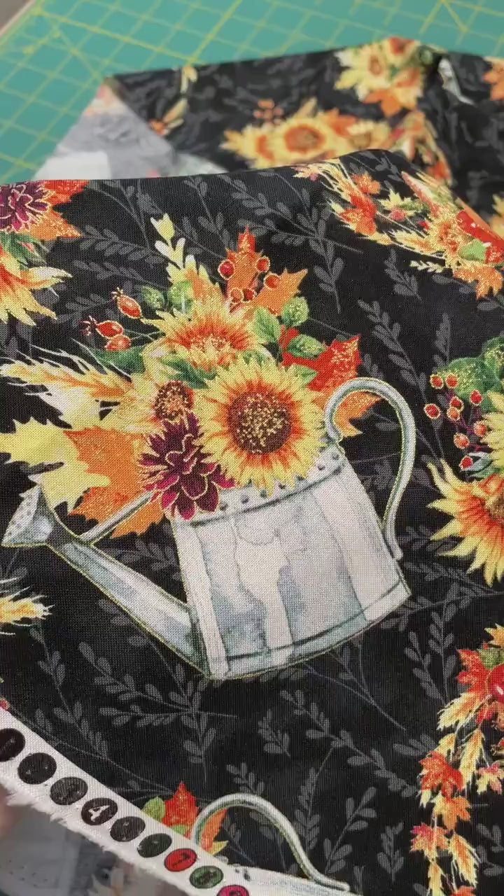 Fall Sunflower Fabric - With Metallic Accents - Fall Blooms