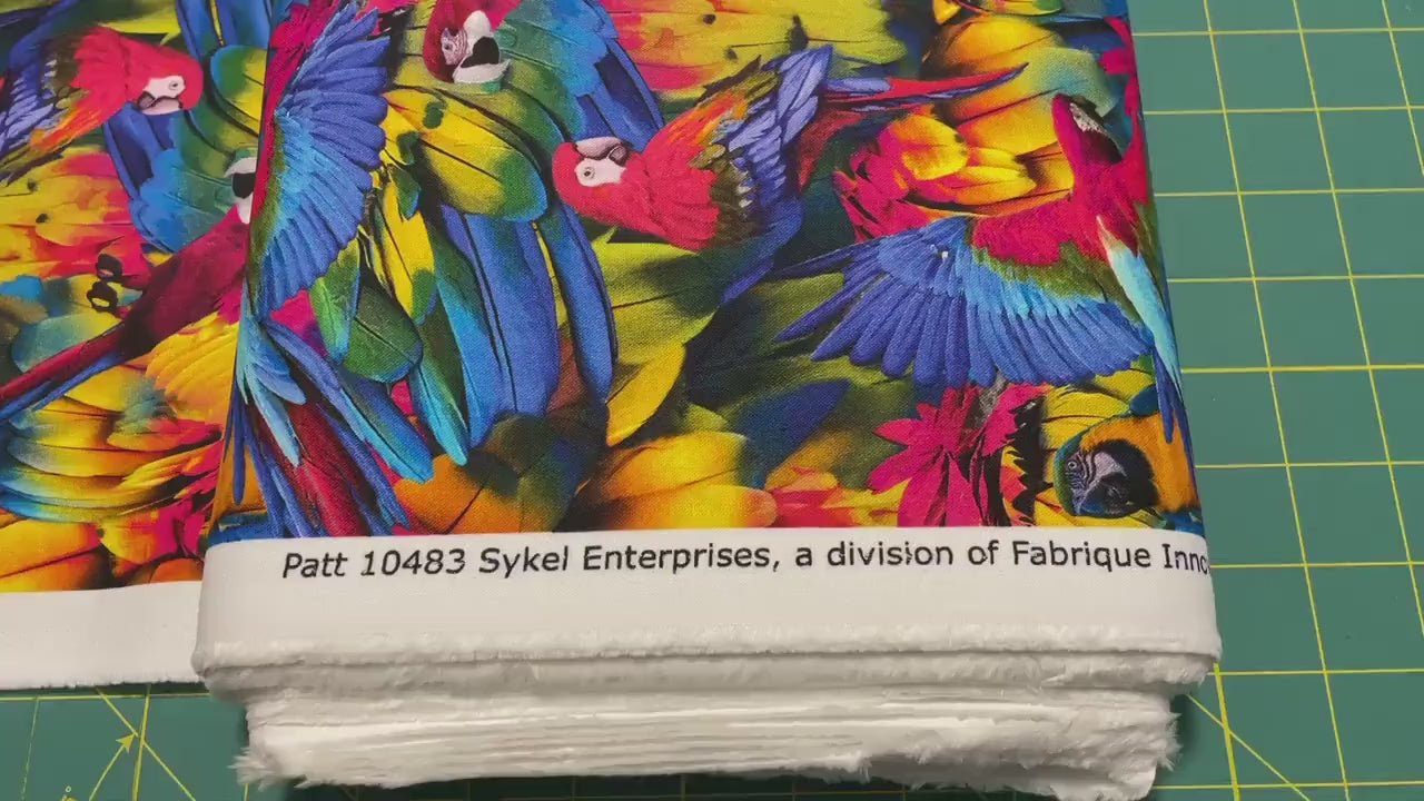 Macaw Parrot Bird fabric - 100% cotton - Skyel -  10483 Feathers - Feather fabric Colorful bird print material Bright bird - Ships NEXT DAY