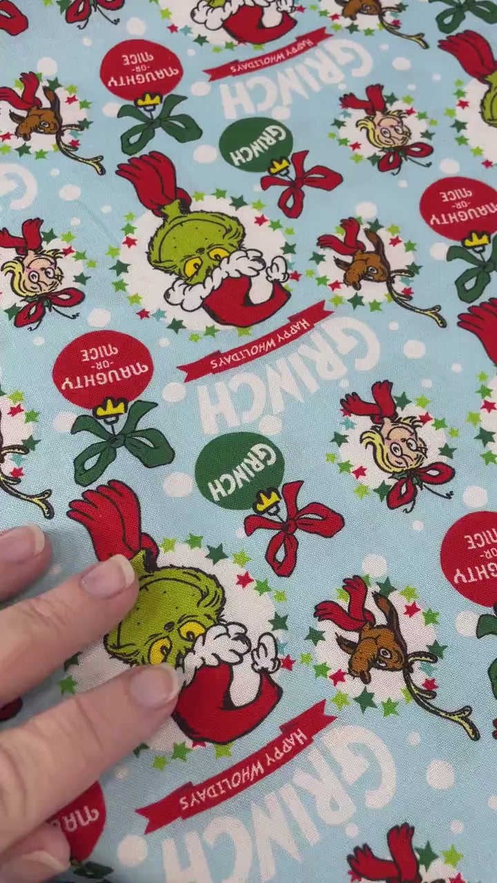 Grinch Fabric - Naughty or Nice - How the Grinch Stole Christmas