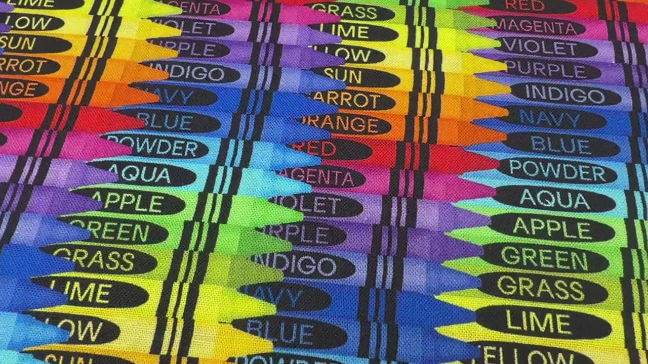 Crayon Fabric - 100% Cotton - Timeless Treasures - Bright Colorful Artist Children's material