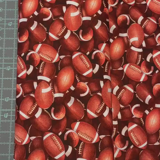 Football fabric by the yard - 100% Cotton - Elizabeth's Studio - Game Day Sports Fabric Realistic Footballs Team Sports - SHIPS NEXT DAY