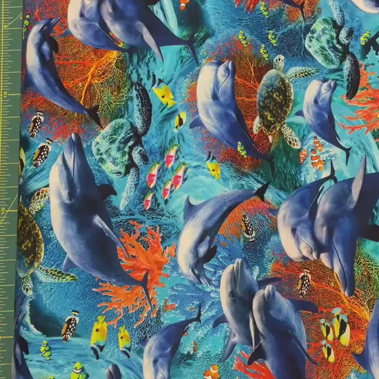 Dolphin Fabric - Jewels of the Sea