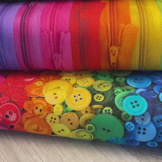 Ombre Sewing Supply Fabric - Timeless Treasures - 100% Cotton - Sewing Room Collection - Zipper Buttons