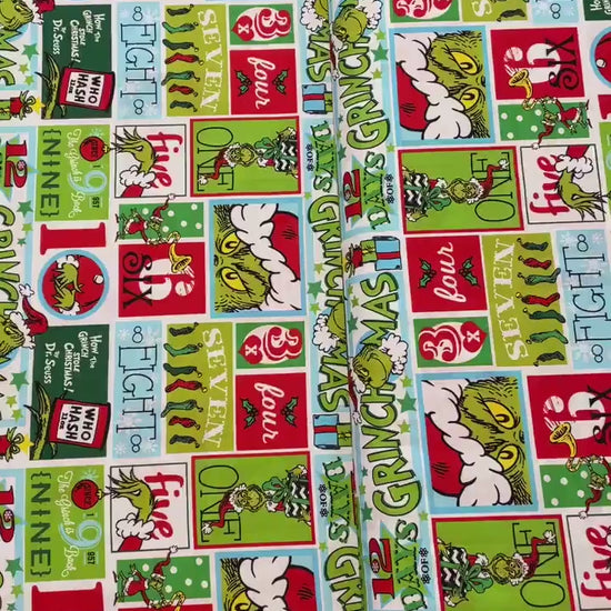 Grinch Fabric - Patch Holiday Dr. Seuss - Robert Kaufman - How the Grinch Stole Christmas - 100% cotton