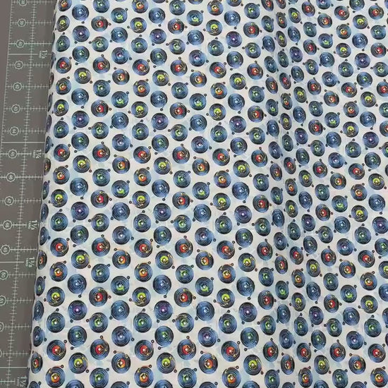Vinyl Record Fabric - 7361-17 Blue - Mew-sic Legends by StudioE - Multicolor record print by the yard - musician LPs Albums 50s 60s 70s 80s