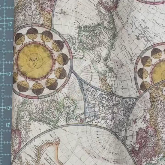 World Map Fabric - Robert Kaufman Library of Rarities - 100% Cotton - SRKD-19187-199 ANTIQUE