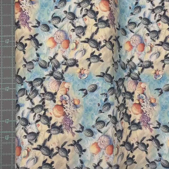 Sea Turtle Fabric - Race to Safety - 100% Cotton