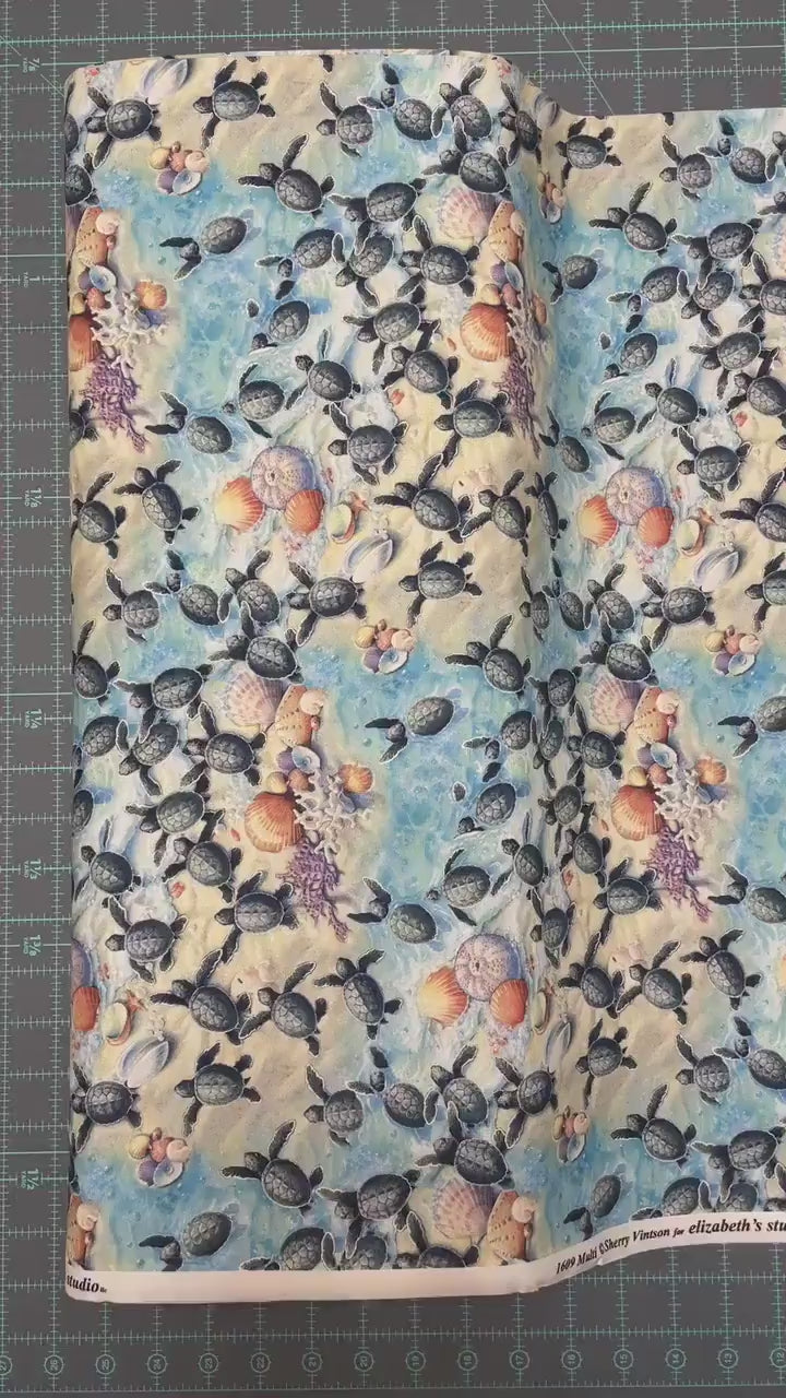 Sea Turtle Fabric - Race to Safety - 100% Cotton