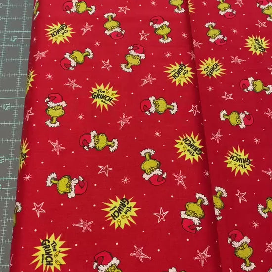 Grinch Fabric - Red Grinch Head Toss - How the Grinch Stole Christmas - 100% cotton