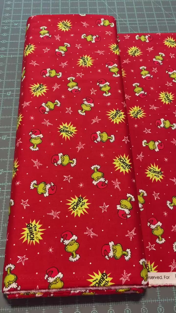 Grinch Fabric - Red Grinch Head Toss - How the Grinch Stole Christmas - 100% cotton