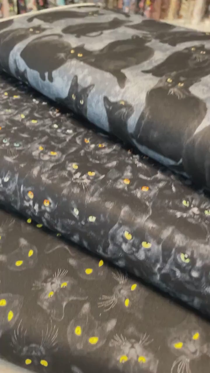 Black Cat Fabric - Wicked Black Cats Magic - Timeless Treasures - 100% Cotton - Mystick Library
