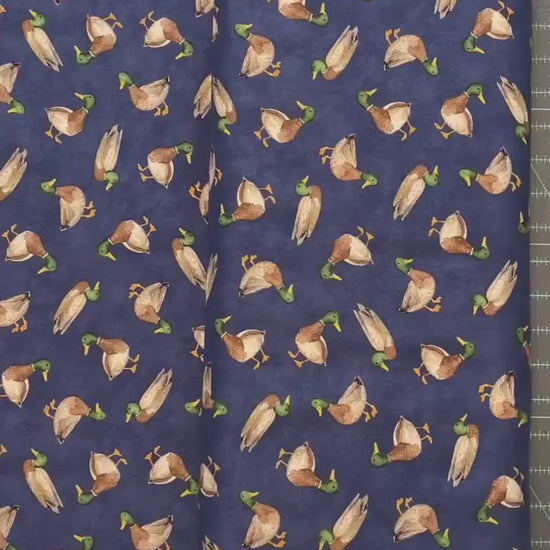 Mallard Toss Navy - Wilmington Prints - Lakefront Collection - 100% Cotton Fabric
